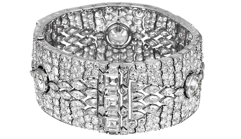 Patrick Gries © Van Cleef & Arpels。Art Deco 手環，1925 年。白金、鑽石。